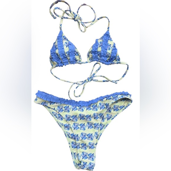 Strawberry Milk Mob Blue Floral Bikini - Picture 1 of 4
